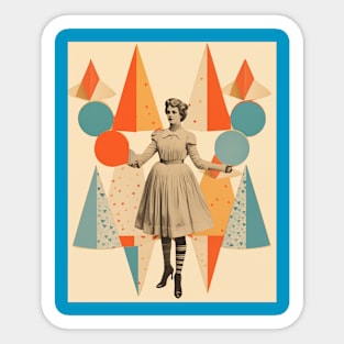 Circus lady paper collage Sticker